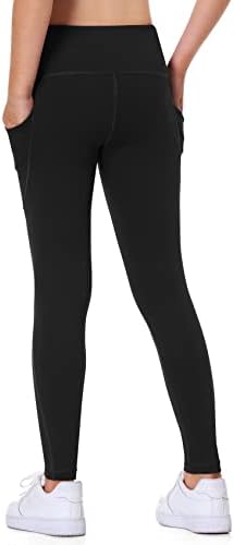 IUGA Girls Leggings With Pockets Dance Athletic Leggings For Girls Elastic Compression Kids Workout Leggings Running Yoga
