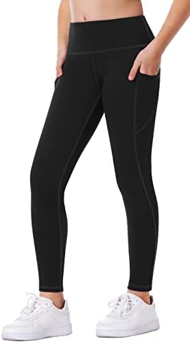 IUGA Girls Leggings with Pockets Dance Athletic Leggings for Girls Elastic Compression Kids Workout Leggings Running Yoga