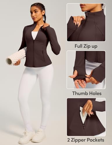 IUGA Women's Workout Jackets BBL Running Athletic Jackets Lightweight Full Zip Up Slim Fit For Women With Thumb Holes
