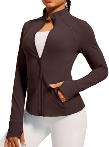 IUGA Women's Workout Jackets BBL Running Athletic Jackets Lightweight Full Zip Up Slim Fit for Women with Thumb Holes