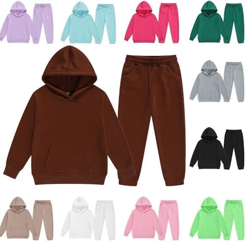 Jeecoin Girls Boys Tracksuit Athletic Sweatsuits Pullover Hoodie 2 Pieces Kids Sweatshirt And Jogger Sweatpants Outfits Set