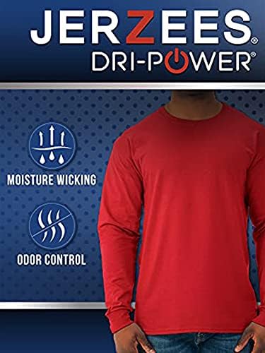 Jerzees Men's Dri-Power Cotton Blend Long Sleeve Tees Moisture Wicking Odor Protection UPF 30+ Sizes S-3x