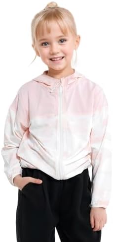 JiAmy Girl's Athletic Hoodie Zip Up Sun Protection Jacket Cooling Camo Shirt for Active Running Outdoor