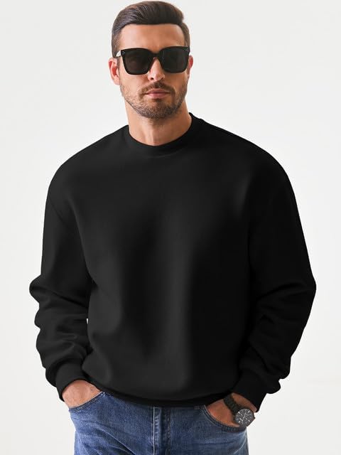 JMIERR Men's Casual Long Sleeves Crewneck Sweatshirts Cotton Pullover Sweatshirt For Men