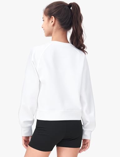 JOCMIC Girls Crewneck Sweatshirt Long Sleeve Plain Shirts Crop Tops With Thumbholes For Teens Youth