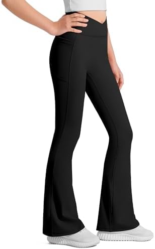 JOCMIC Girls Flare Leggings Kids Bell Bottom High Waisted Dance Yoga Flared Pants