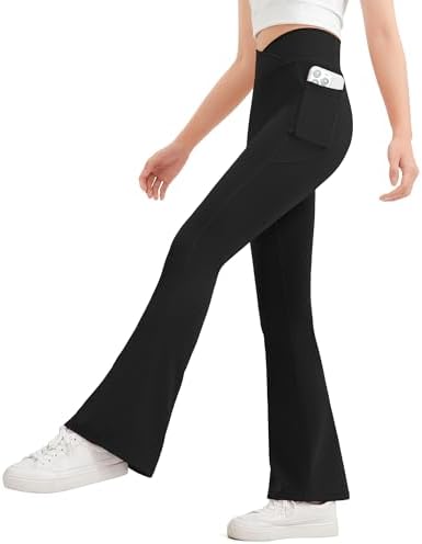 JOCMIC Girls Flare Leggings Kids Bell Bottom High Waisted Dance Yoga Flared Pants
