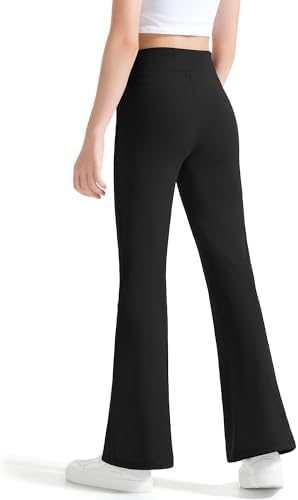 JOCMIC Girls Fleece Lined Flare Leggings High Waist Bell Bottoms Yoga Pants For Kids Girls Athletic Leggings With Pockets