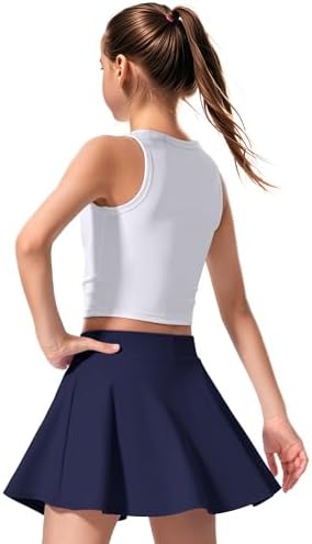 JOCMIC Girls Tennis Skirt With Pockets Athletic Skort Inner Shorts For Golf Running Sports