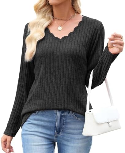 JomeDesign Womens Sweaters Casual Long Sleeve V Neck Lightweight Tunic Pullover Sweater Tops