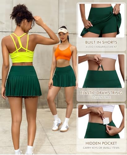 JoyGirl Pleated Tennis Skirt For Women With Shorts Athletic Golf Skort Workout Running Sports Skirts Skorts With Pockets