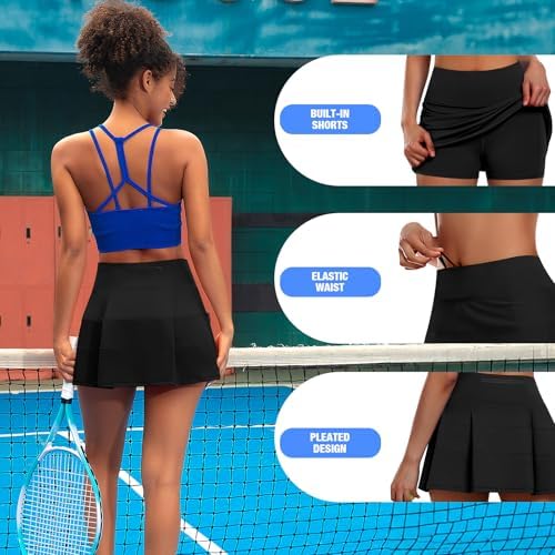 JoyGirl Womens Tennis Skirt With Shorts Pleated Golf Skirt High Waist Pickleball Skirts Athletic Skorts With Pockets