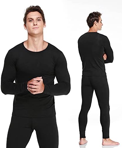 JZCreater Thermal Underwear For Men Mens Long Johns Thermal Underwear Set Fleece Lined Base Layer For Cold Weather