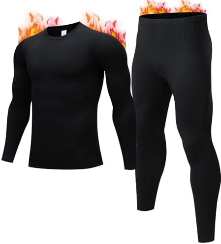 JZCreater Thermal Underwear for Men Mens Long Johns Thermal Underwear Set Fleece Lined Base Layer for Cold Weather S-3XL