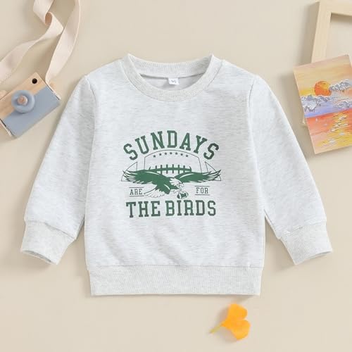 Karuedoo Toddler Baby Girl Boy Game Day Football Outfit Sundays Are For The Birds Crewneck Sweatshirt Long Sleeve Shirts Top