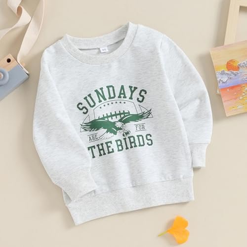 Karuedoo Toddler Baby Girl Boy Game Day Football Outfit Sundays Are For The Birds Crewneck Sweatshirt Long Sleeve Shirts Top