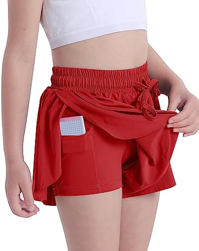 KEREDA Girls Flowy Shorts Butterfly Shorts For Teen Girls With Spandex Liner 2-in-1 For Running Gym Athletic Workout1/2/3Pack