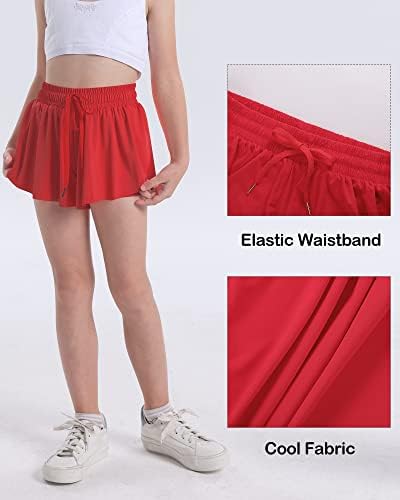 KEREDA Girls Flowy Shorts Butterfly Shorts For Teen Girls With Spandex Liner 2-in-1 For Running Gym Athletic Workout1/2/3Pack