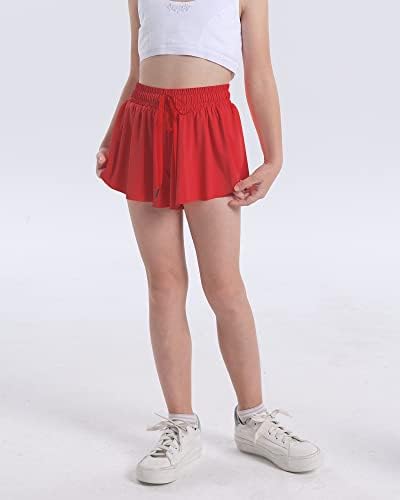 KEREDA Girls Flowy Shorts Butterfly Shorts For Teen Girls With Spandex Liner 2-in-1 For Running Gym Athletic Workout1/2/3Pack