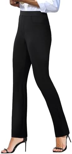 keriffe Women's Stretchy Yoga Dress Pants High Waisted Straight Leg Casual Work Business Office Slacks 4 Pockets