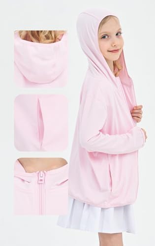 Kids Active Sun Protection Jacket Zipper Hooded Cooling Shirt 3-12Years