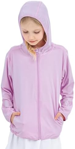 Kids Active Sun Protection Jacket Zipper Hooded Cooling Shirt 3-12Years