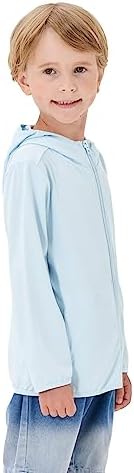 Kids Active Zipper Sun Protection Jacket Boys Girls Hooded Cooling Shirt Pockets Fishing Running Outdoor