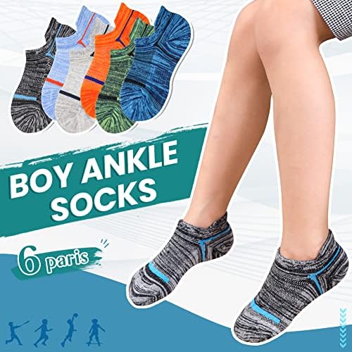 Kids Boys Ankle Socks Low Cut Athletic Cotton Sport Socks For Little Boys 6 Pairs