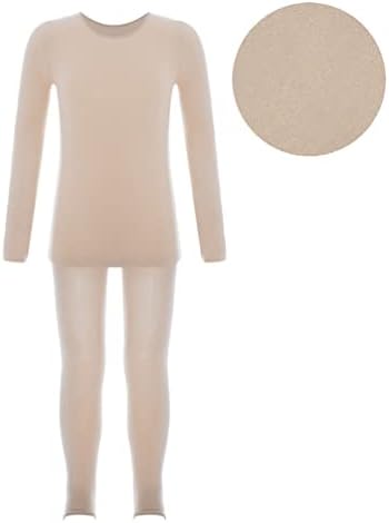 Kids Girls 2 Piece Ballet Dance Thermal Underwear Suit Stretchy Long Sleeve Base Layer Top And Pantyhose Pants Set