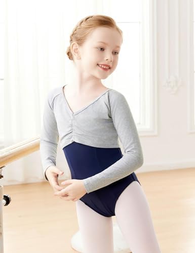 Kids Girls Ballet Wrap Tops Long Sleeve Crop Dance Sweaters For Leotards