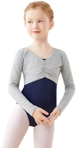 Kids Girls Ballet Wrap Tops Long Sleeve Crop Dance Sweaters for Leotards