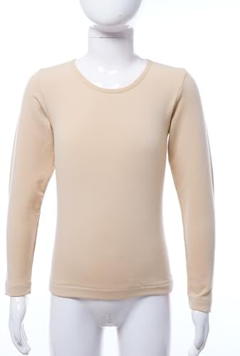 Kids Girls Fleece Thermal Underwear Tops Long Sleeve Base Layer T-Shirts Dance Ballet Dancewear