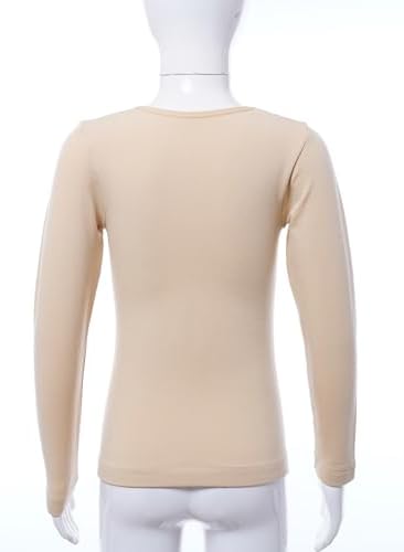 Kids Girls Fleece Thermal Underwear Tops Long Sleeve Base Layer T-Shirts Dance Ballet Dancewear