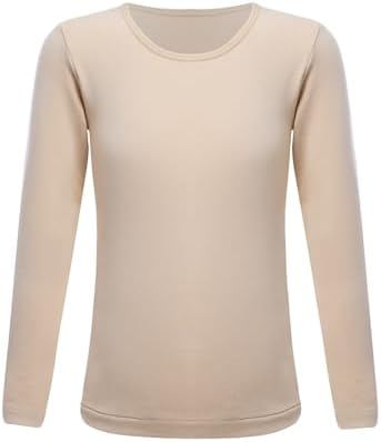 Kids Girls Fleece Thermal Underwear Tops Long Sleeve Base Layer T-Shirts Dance Ballet Dancewear