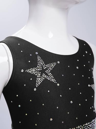 Kids Girls Rhinestone Dance Tops Vest Sleeveless Cross Back Camisole Gymnastics Skating Training Crop Tops