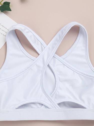 Kids Girls' Sleeveless Keyhole Back Crop Top Dance Gym Yoga Workout Sport Bra Camisole Dancewear