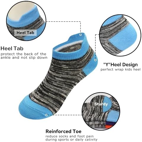 Kids Socks Boys Girls Ankle Striped Athletic Heel Tab No Show Low Cut Socks 12 Pairs 1-14 Years