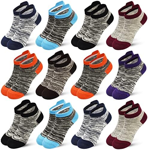 Kids Socks Boys Girls Ankle Striped Athletic Heel Tab No Show Low Cut Socks 12 Pairs 1-14 Years