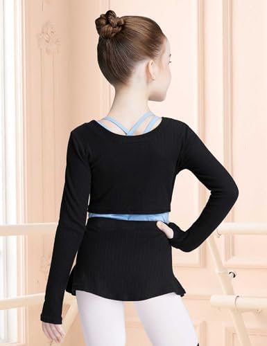 Knit Crop Girls Dance Sweater And Pull On Ballet Skirts Set Athletic Ballet Warm Up For Training