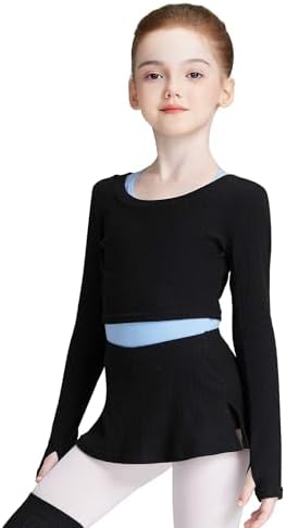 Knit Crop Girls Dance Sweater and Pull on Ballet Skirts Set Athletic Ballet Warm up for Training