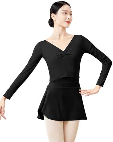 Knitted Ballet Wrap Tops Shirts Long Sleeve Pullover Dance Sweaters Overalls For Leotards