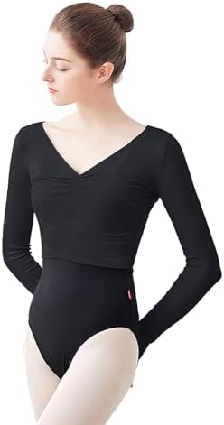 Knitted Ballet Wrap Tops Shirts Long Sleeve Pullover Dance Sweaters Overalls for Leotards