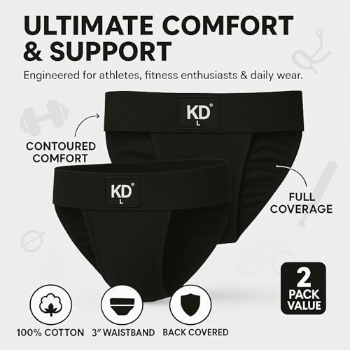 KNK Regent Men’s Cotton Gym Supporter Jockstrap 100% Cotton 3” Waistband Back Covered