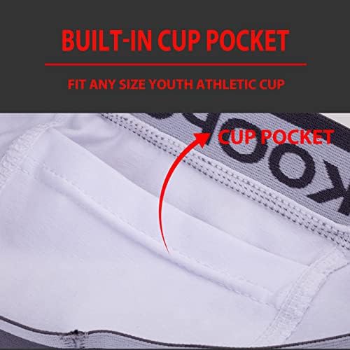 KOOPOW Youth Boys Baseball Cup Briefs With Soft Protective Athletic Underwear For Football Lacrosse