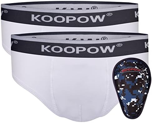 KOOPOW Youth Boys Baseball Cup Briefs With Soft Protective Athletic Underwear for Football Lacrosse