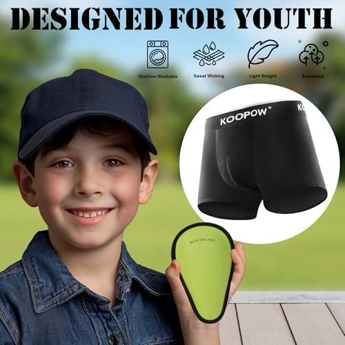KOOPOW Youth Briefs Boys Compression Underwear With Soft Protective Athletic Cup Boxer For Baseball Football Lacrosse