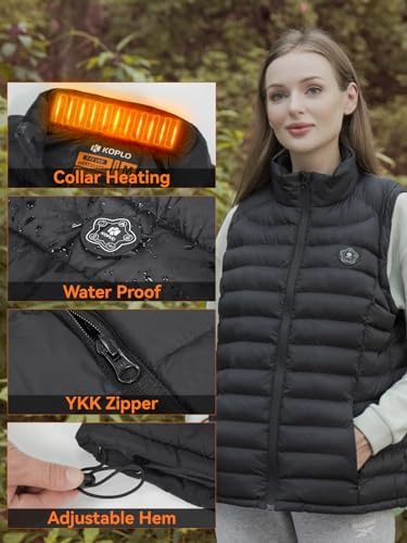 KOPLO Heated Vest Women 14400mAh Battery Pack With Lightweight Rechargeable Electric Heating Vest