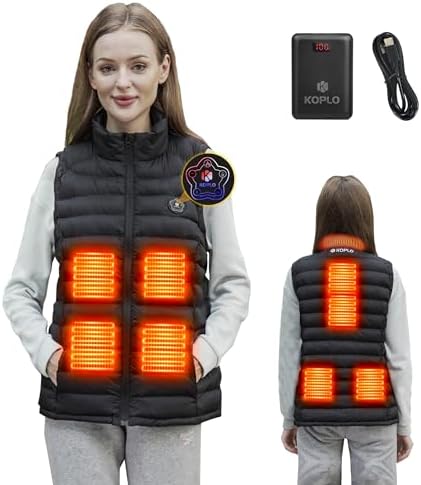 KOPLO Heated Vest Women 14400mAh Battery Pack with Lightweight Rechargeable Electric Heating Vest