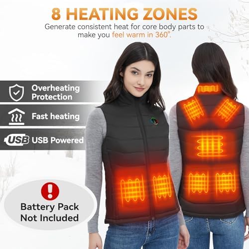 KOVNLO Heated Vest Women Electric Warming Heated Jackets (Battery Pack Not Included) Smart Controller With Lights-out