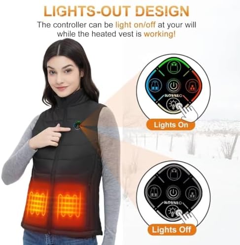 KOVNLO Heated Vest Women Electric Warming Heated Jackets (Battery Pack Not Included) Smart Controller With Lights-out